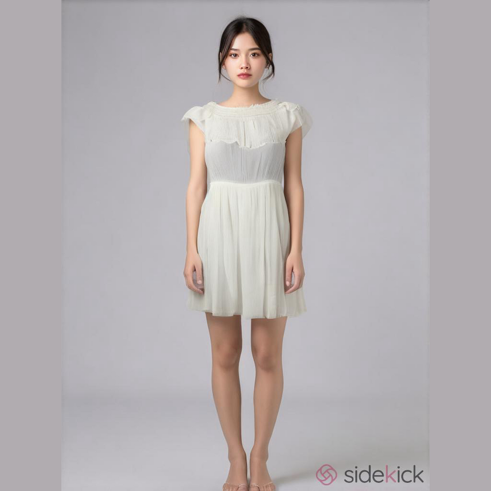 Express White Crepe Ruffle on or Off Shoulder Mini Beach Dress SKU0627